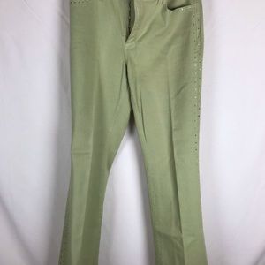 NYDJ Rhinestone Side Seam Flare Jean Green Denim